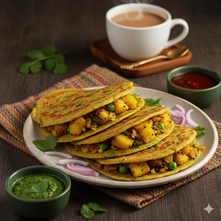 Moong Dal Cheela (Aloo Masala)